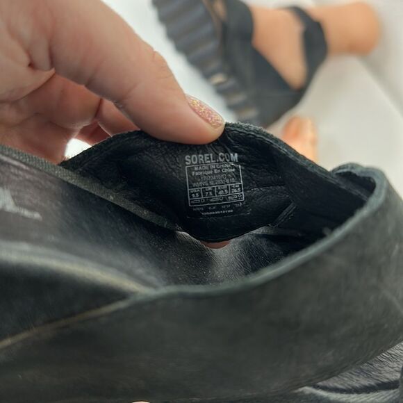 Sorel Joanie Wedge Sandals Sz 9.5 in Black - Picture 7 of 8